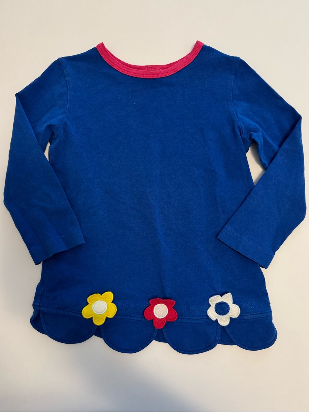 Florence Eiseman Girls Blue Long-Sleeve Top with Flower Appliqués - 5